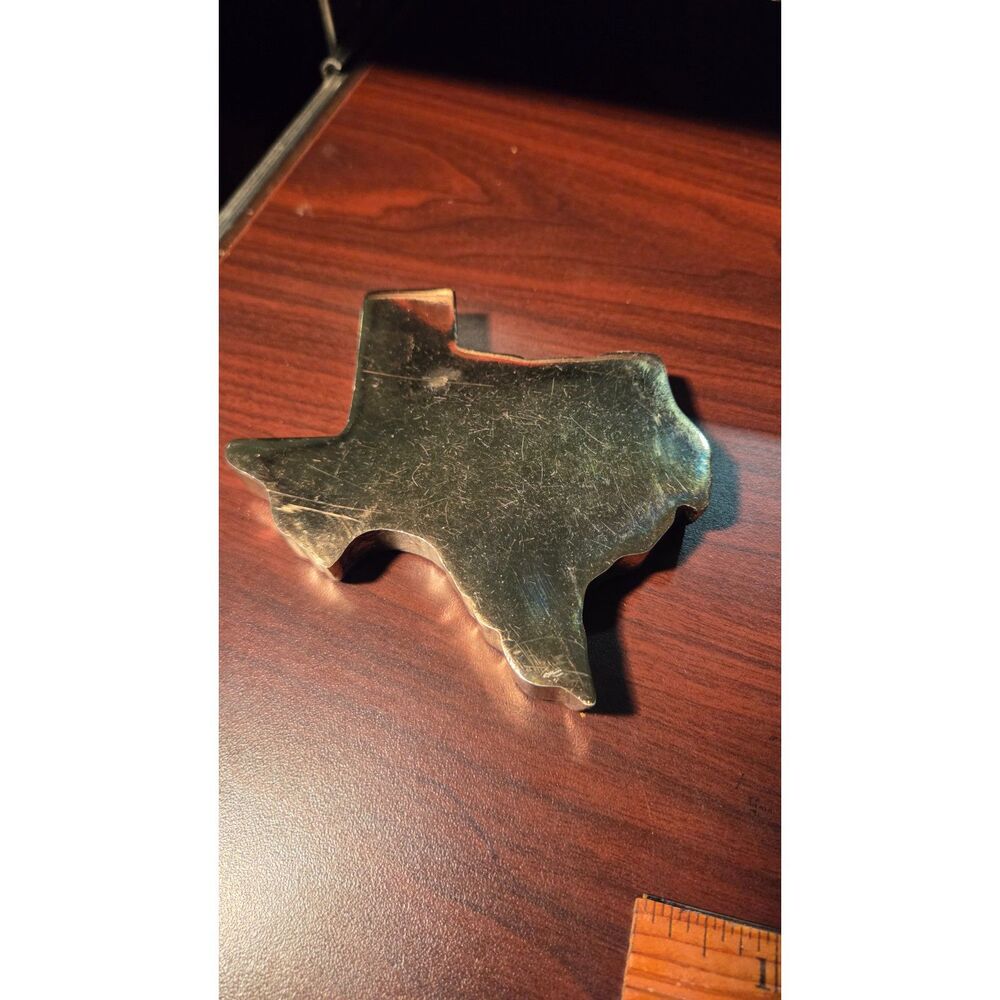 Vintage Solid Brass Texas-Shaped Desk Paperweight
